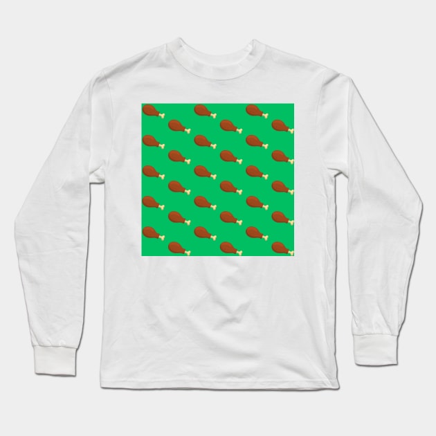 Chicken Leg - Green Long Sleeve T-Shirt by IslandofdeDolls